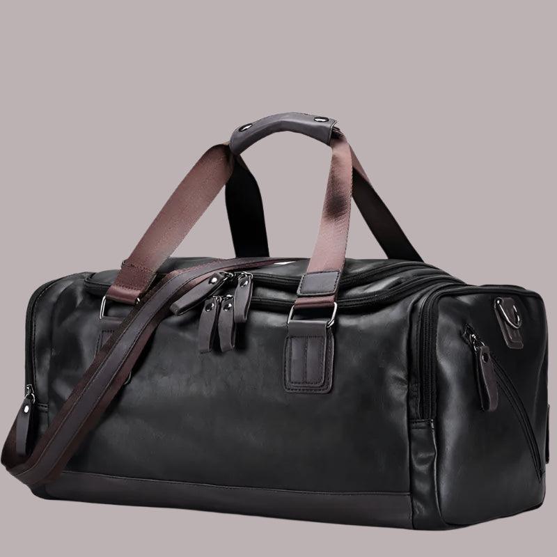 Men’s PU Leather Gym Duffel Bag – Stylish Travel & Fitness Shoulder Tote - JVMCL