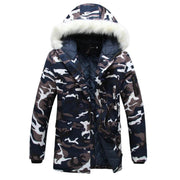 Men's Camouflage Down Parka Jacket - Hooded Winter Military Coat with Fur Collar - JVMCL