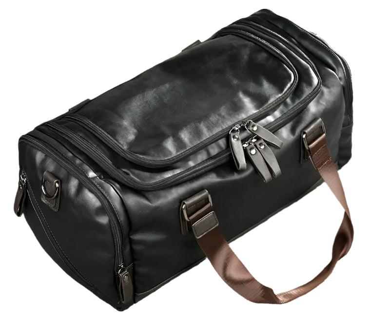 Men’s PU Leather Gym Duffel Bag – Stylish Travel & Fitness Shoulder Tote - JVMCL