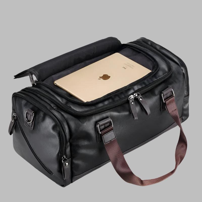 Men’s PU Leather Gym Duffel Bag – Stylish Travel & Fitness Shoulder Tote - JVMCL