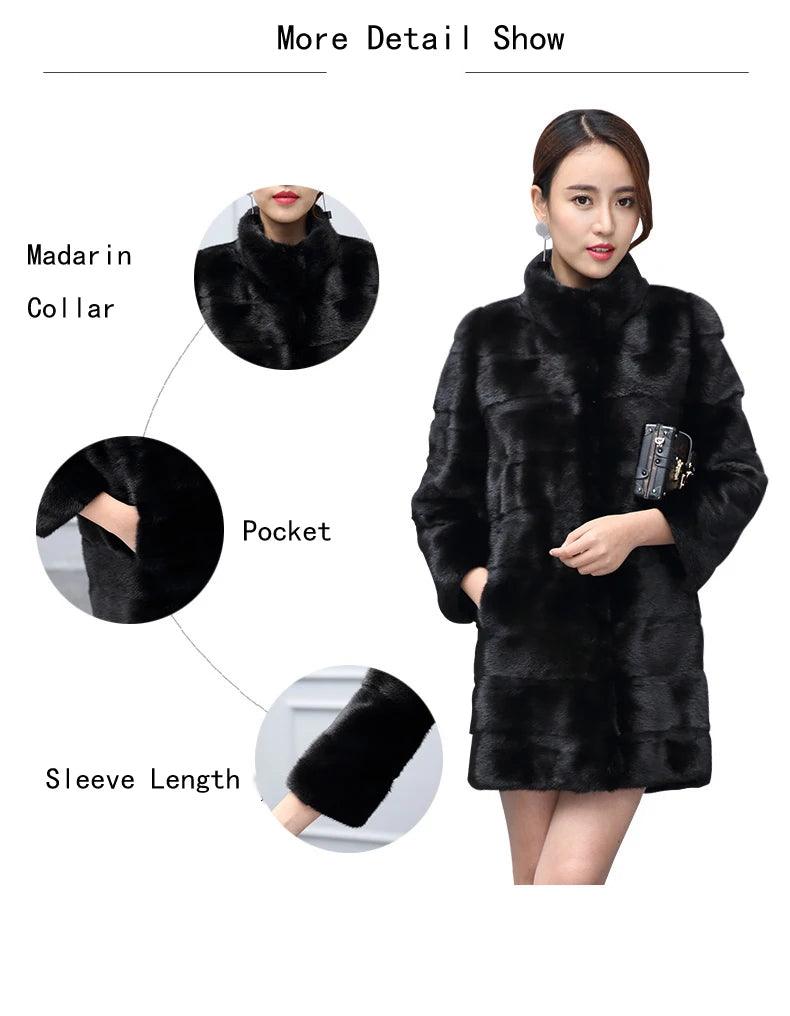 Thick Warm Collar Rabbit Fur Coat Women's Long-sleeve Fashion Jacket Fur Coat - JVMCL