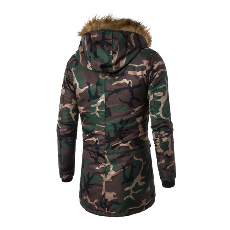 Russian Military Winter Long Camouflage Parka - Fur Collar Hooded Windproof Men's Jacket - JVMCL