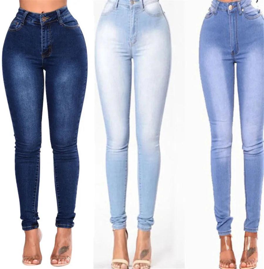 Ripped Jeans Stretchy Curve Plus Size High Waisted Hole Cute Classy Denim Pants - JVMCL