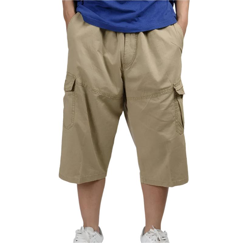 Male Calf Length Multi-Pocket Casual Baggy Plus Size Xl-6Xl Cargo Cotton Pants - JVMCL