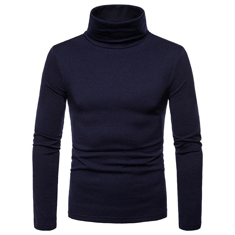 Men’s Slim Fit High Collar Double-Layer Autumn WinterTurtleneck Pullover Sweater - JVMCL