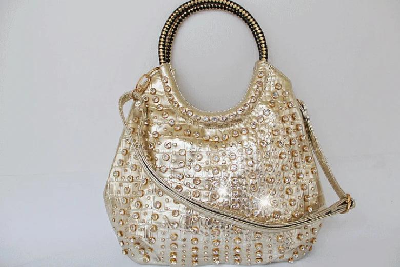 Luxury Fashion Diamond-Embellished Genuine Leather Shoulder Bag – Elegant & Timeless - JVMCL