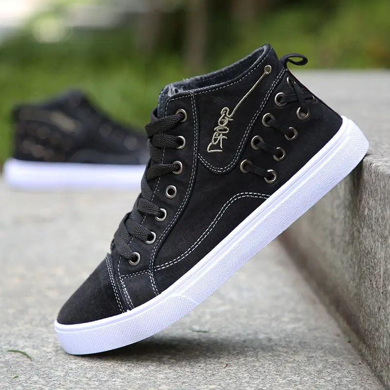 Classic Vulcanized Canvas High-Top School & Trekking Sneakers for Men - JVMCL