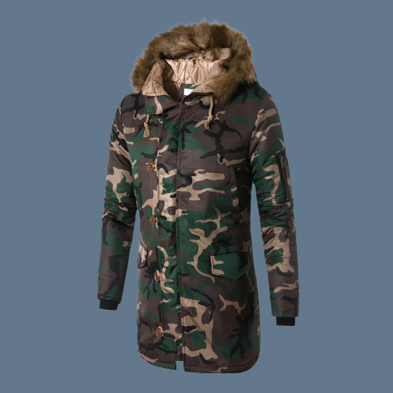 Russian Military Winter Long Camouflage Parka - Fur Collar Hooded Windproof Men's Jacket - JVMCL