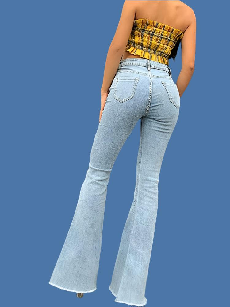 Vintage High-Waist Flare Jeans for Women – Retro Y2K Streetwear Style - JVMCL