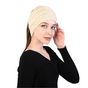 Knitted Winter Beanie with Ponytail Hole for Women - Cozy and Stylish - JVMCL