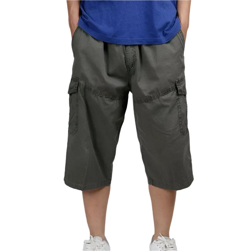 Male Calf Length Multi-Pocket Casual Baggy Plus Size Xl-6Xl Cargo Cotton Pants - JVMCL