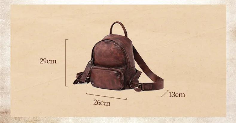 Vintage Genuine Leather Small Backpack – Retro Elegance & Everyday Comfort - JVMCL