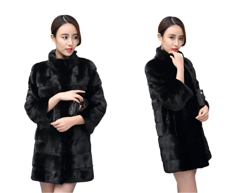 Thick Warm Collar Rabbit Fur Coat Women's Long-sleeve Fashion Jacket Fur Coat - JVMCL