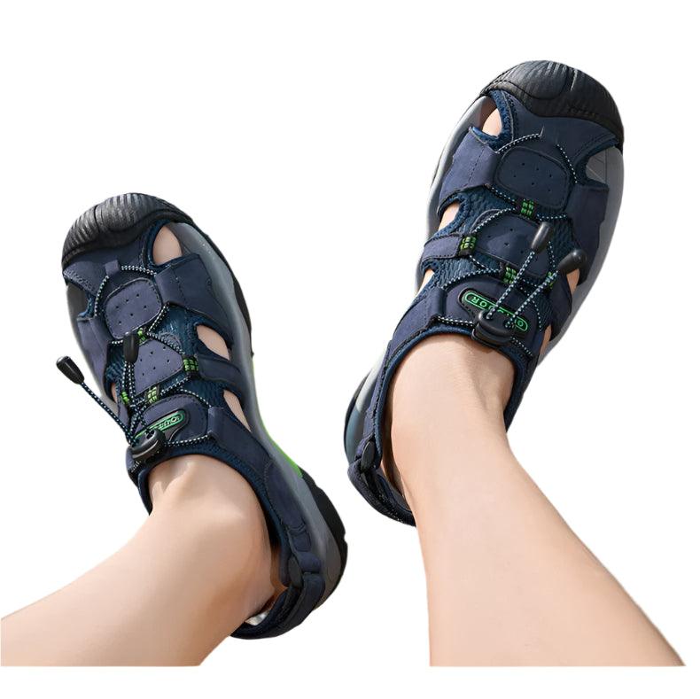 Comfortable Casual Big Size Men Genuine Leather Sandals Vacation Beach Shoes - JVMCL