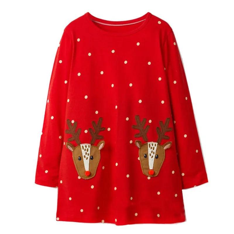 Charming Dots Button Girls' Dress – Cozy Autumn & Winter Party Outfit for Kids - JVMCL