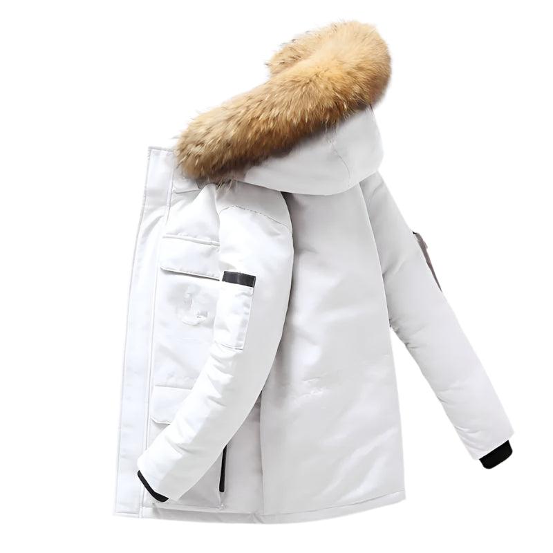 Military Camouflage Down Jacket: Thick Winter Parka Fur Collar & White Duck Down - JVMCL