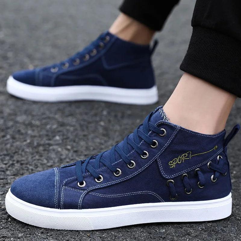 Classic Vulcanized Canvas High-Top School & Trekking Sneakers for Men - JVMCL