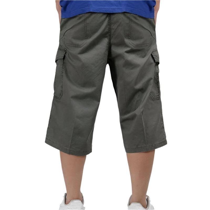 Male Calf Length Multi-Pocket Casual Baggy Plus Size Xl-6Xl Cargo Cotton Pants - JVMCL