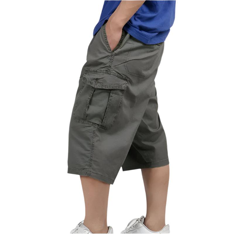 Male Calf Length Multi-Pocket Casual Baggy Plus Size Xl-6Xl Cargo Cotton Pants - JVMCL