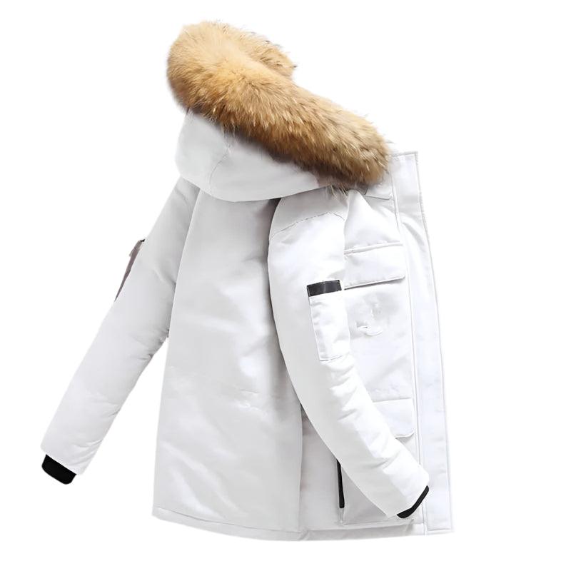 Military Camouflage Down Jacket: Thick Winter Parka Fur Collar & White Duck Down - JVMCL