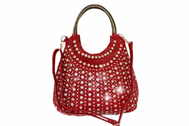 Luxury Fashion Diamond-Embellished Genuine Leather Shoulder Bag – Elegant & Timeless - JVMCL