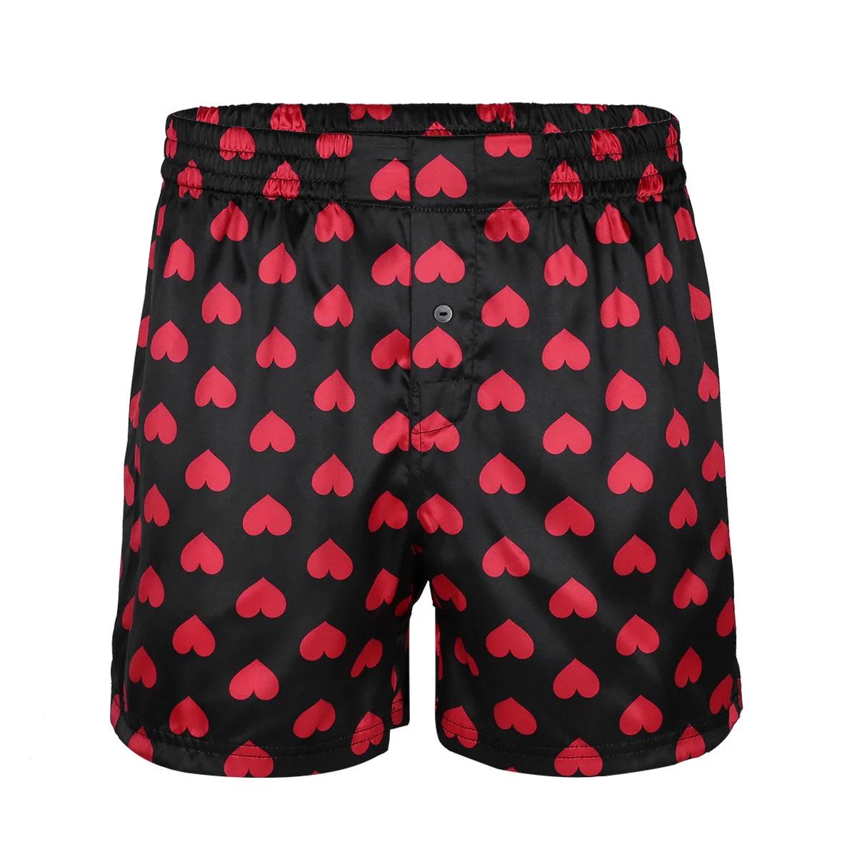 Men's Love Heart Print Boxer Shorts - Valentine's Day Loungewear & Beachwear - JVMCL