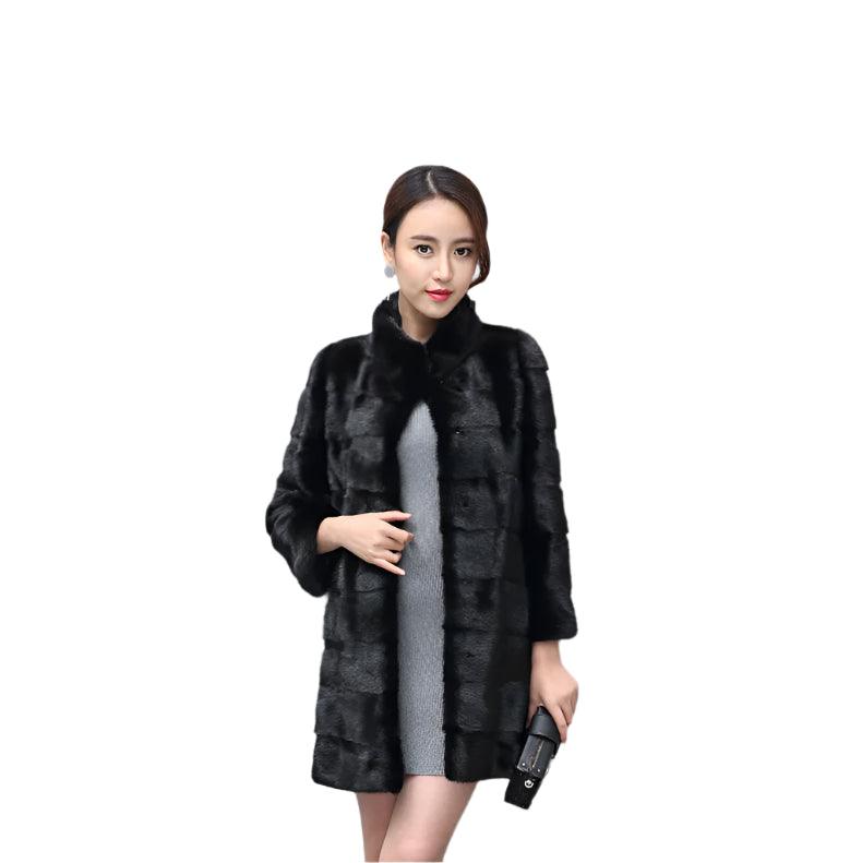 Thick Warm Collar Rabbit Fur Coat Women's Long-sleeve Fashion Jacket Fur Coat - JVMCL