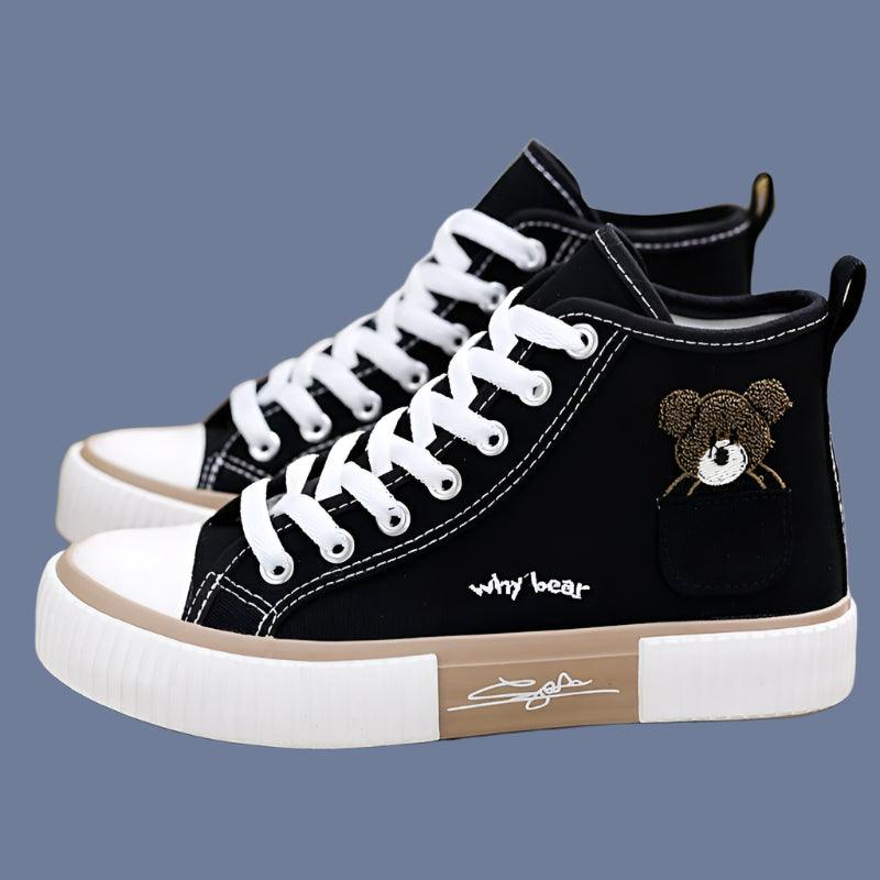 Pocket Bear High-Top Canvas Shoes - Youth Fashion Stylish Canvas Sneakers - JVMCL