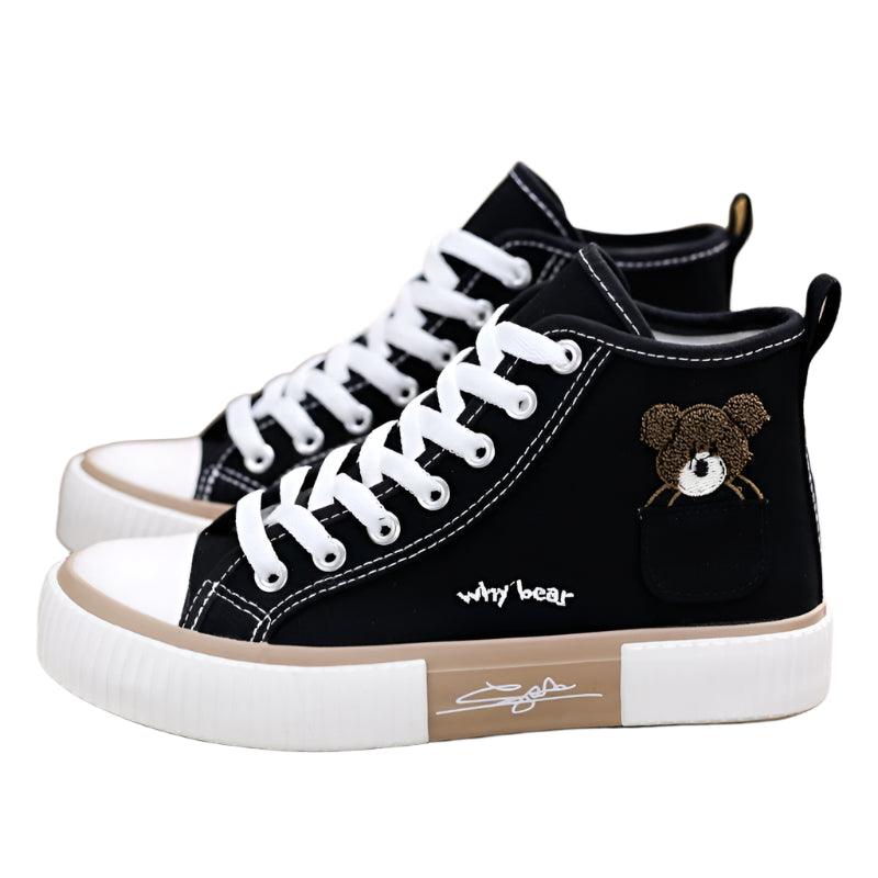 Pocket Bear High-Top Canvas Shoes - Youth Fashion Stylish Canvas Sneakers - JVMCL