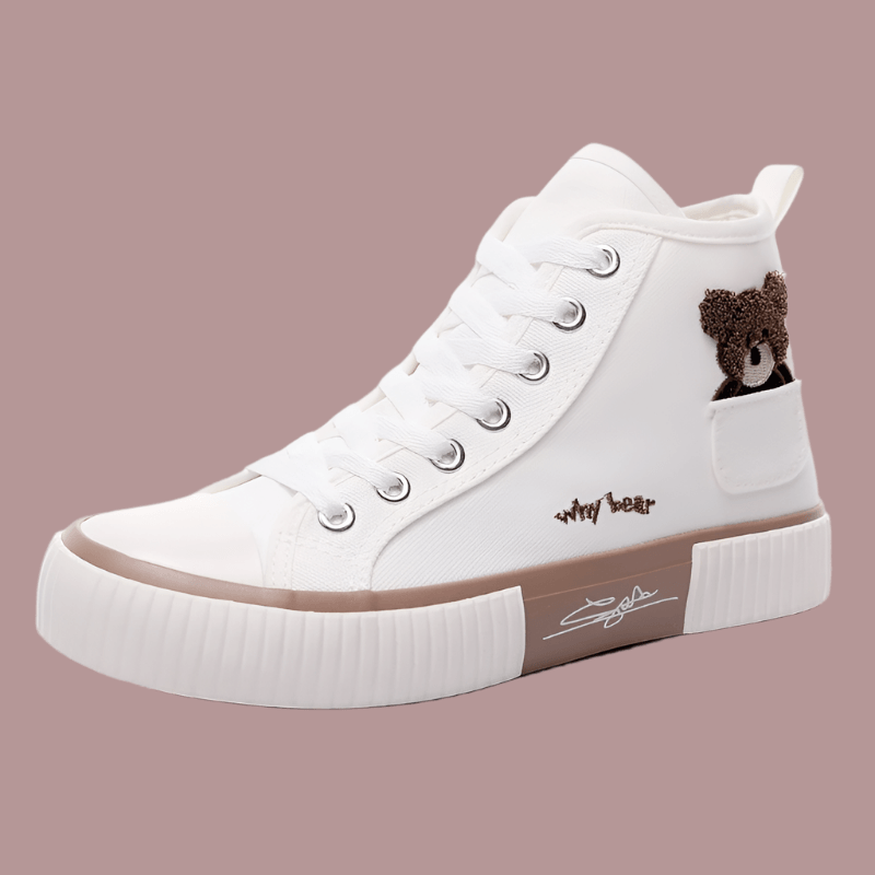 Pocket Bear High-Top Canvas Shoes - Youth Fashion Stylish Canvas Sneakers - JVMCL