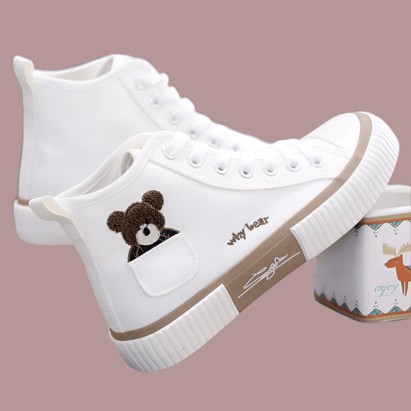 Pocket Bear High-Top Canvas Shoes - Youth Fashion Stylish Canvas Sneakers - JVMCL