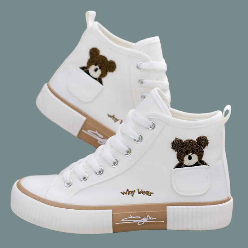 Pocket Bear High-Top Canvas Shoes - Youth Fashion Stylish Canvas Sneakers - JVMCL