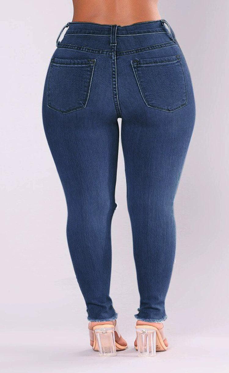 Youthful Style Plus-Size Stretch Ripped Fat Lady Jeans Plus Size Fat Lady Denim - JVMCL