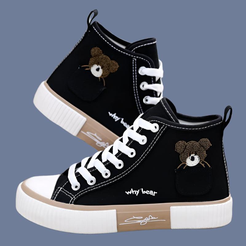 Pocket Bear High-Top Canvas Shoes - Youth Fashion Stylish Canvas Sneakers - JVMCL