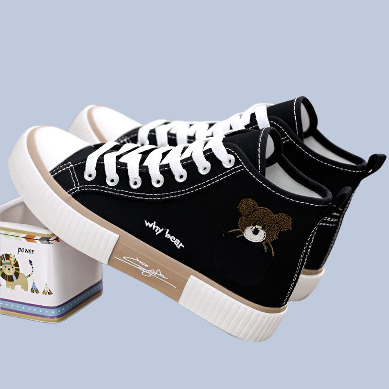 Pocket Bear High-Top Canvas Shoes - Youth Fashion Stylish Canvas Sneakers - JVMCL