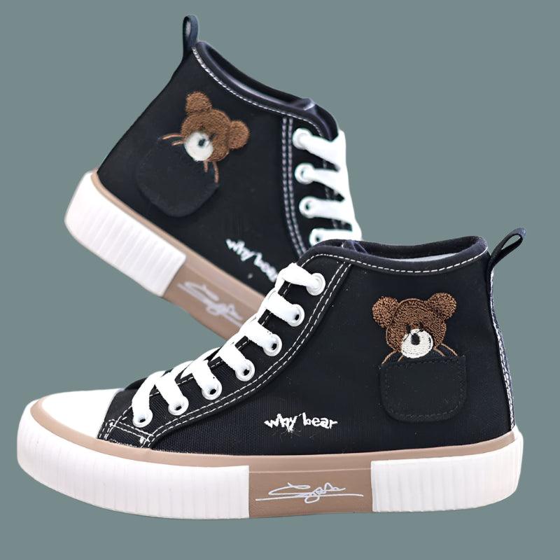 Pocket Bear High-Top Canvas Shoes - Youth Fashion Stylish Canvas Sneakers - JVMCL