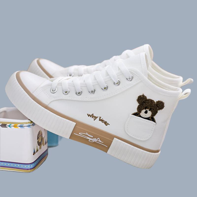 Pocket Bear High-Top Canvas Shoes - Youth Fashion Stylish Canvas Sneakers - JVMCL