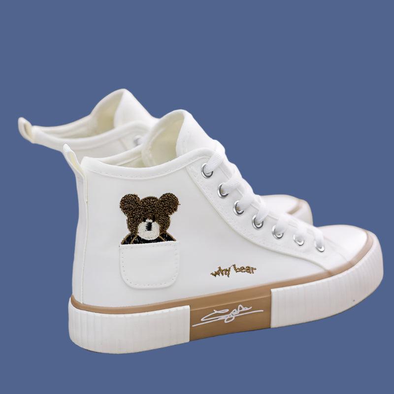 Pocket Bear High-Top Canvas Shoes - Youth Fashion Stylish Canvas Sneakers - JVMCL