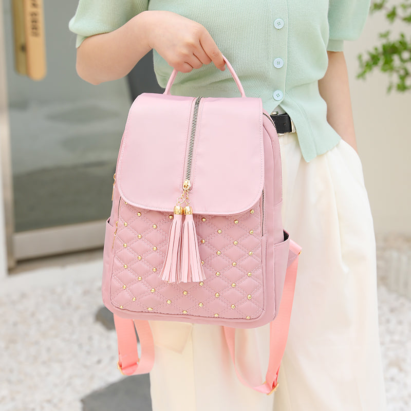 Fashion Travel Women's Tassel Fashion Lightweight Oxford Cloth Backpack