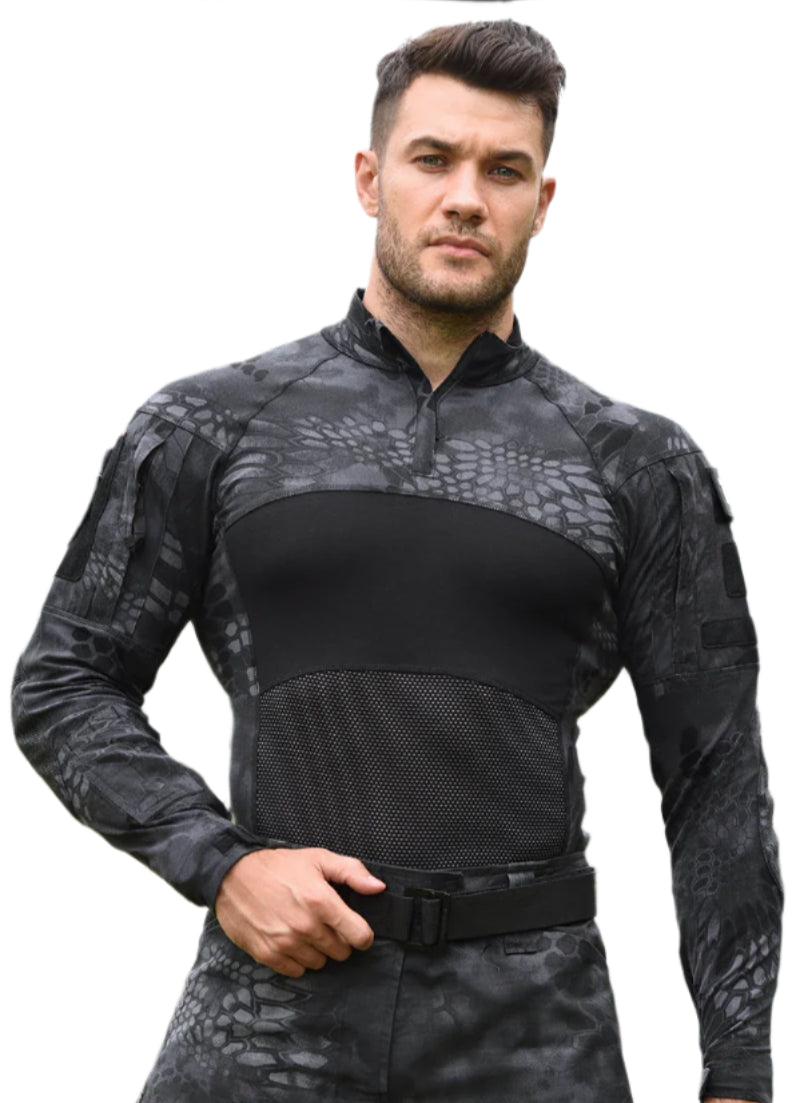 Men’s Cotton Tactical Combat Shirt – Long Sleeve Military Hiking & Climbing Gear