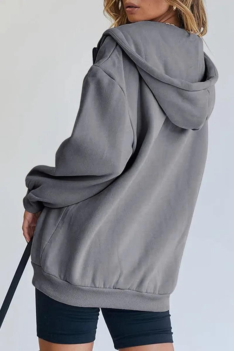 Cute Oversized Hoodie for Women and Teenage Girls – Casual Autumn Zipper Jacket - JVMCL