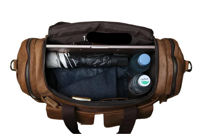 Retro Men's Genuine Leather Travel Duffel Bag – Large Capacity Hand Luggage & Messenger Bag - JVMCL