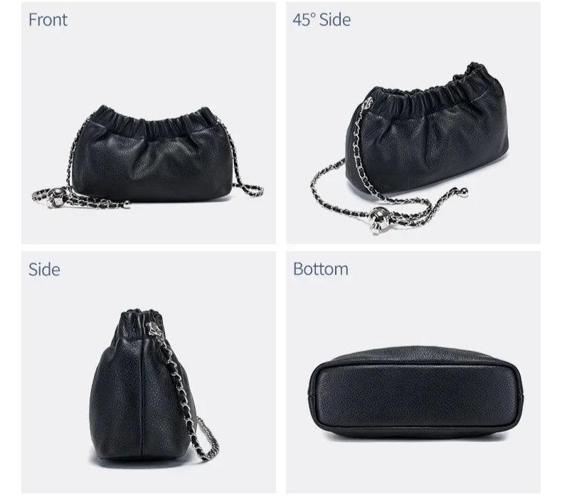 Soft Genuine Leather Cloud Clutch – Dumpling-Style Crossbody & Underarm Bag - JVMCL