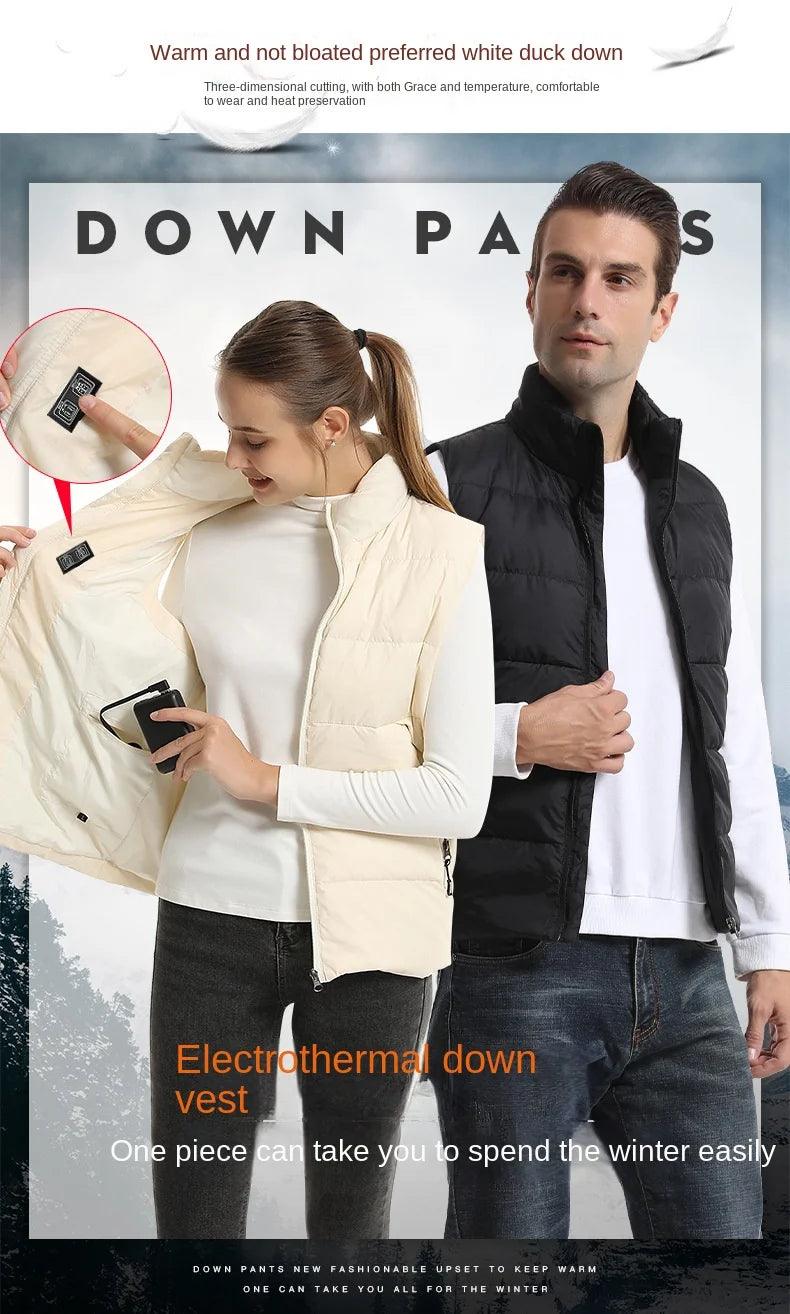 Down Heated Vest with 15 Heating Areas for Men and Women - JVMCL