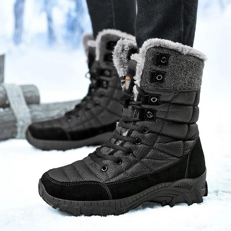 Super Warm Men Hiking Waterproof Leather Winter Snow Boots Sneakers - JVMCL