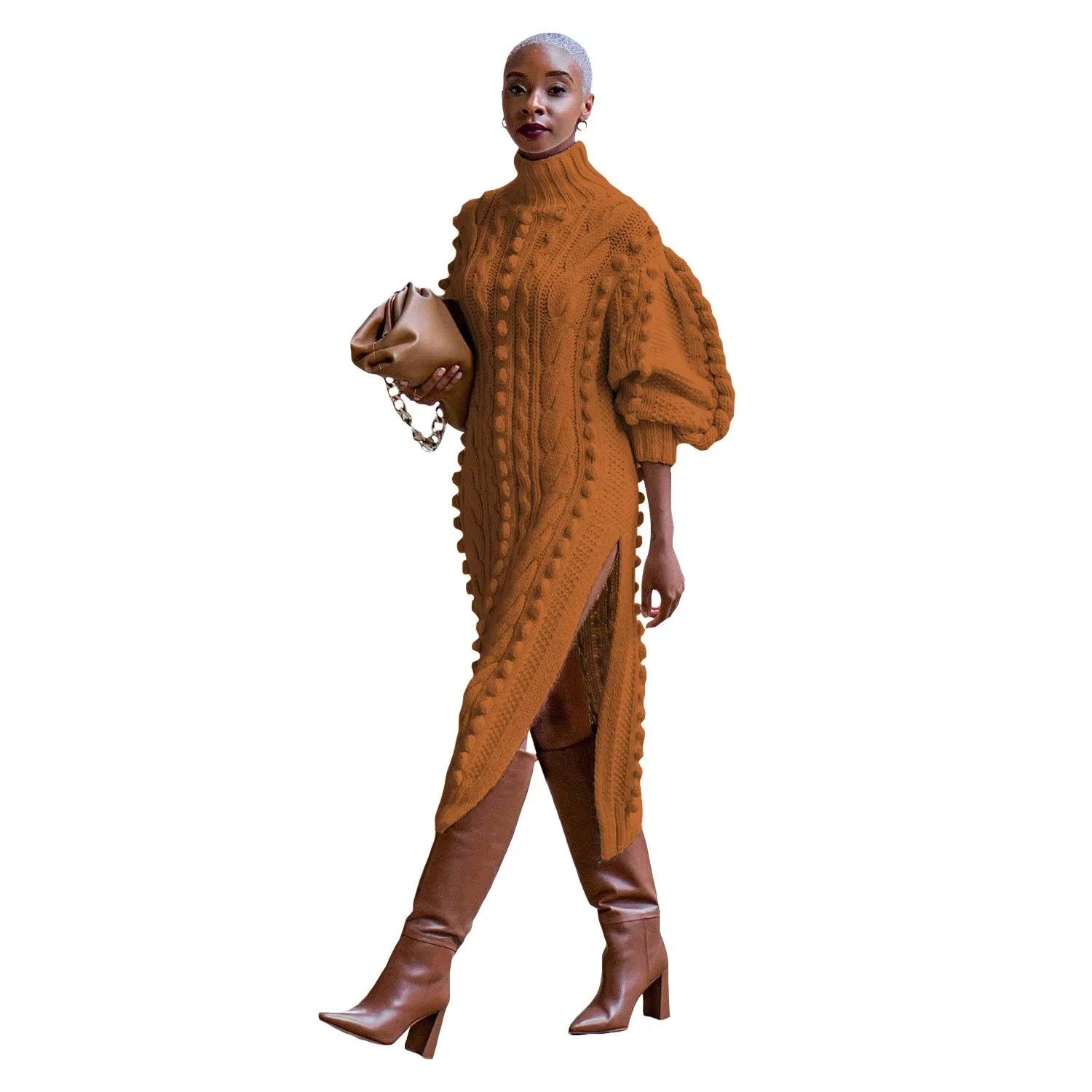 Women Autumn Winter African Knit Dashiki Maxi Dress Collection - JVMCL