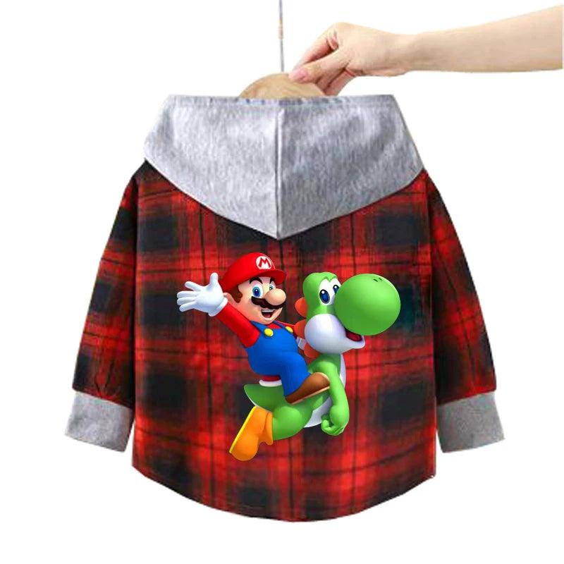 Kitty-Inspired Cute & Casual Hello Hooded Plaid Kids Shirt Outfit (1-12 Years) - JVMCL