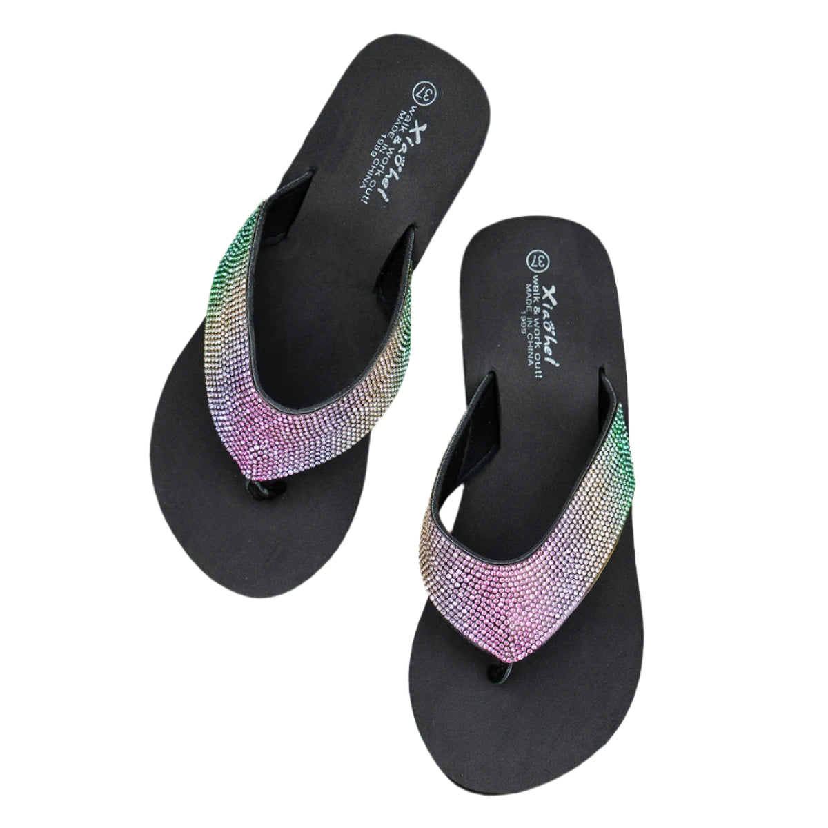 Women's Female Crystal Thongs Rhinestone Flip Flops Summer Slippers Sandals