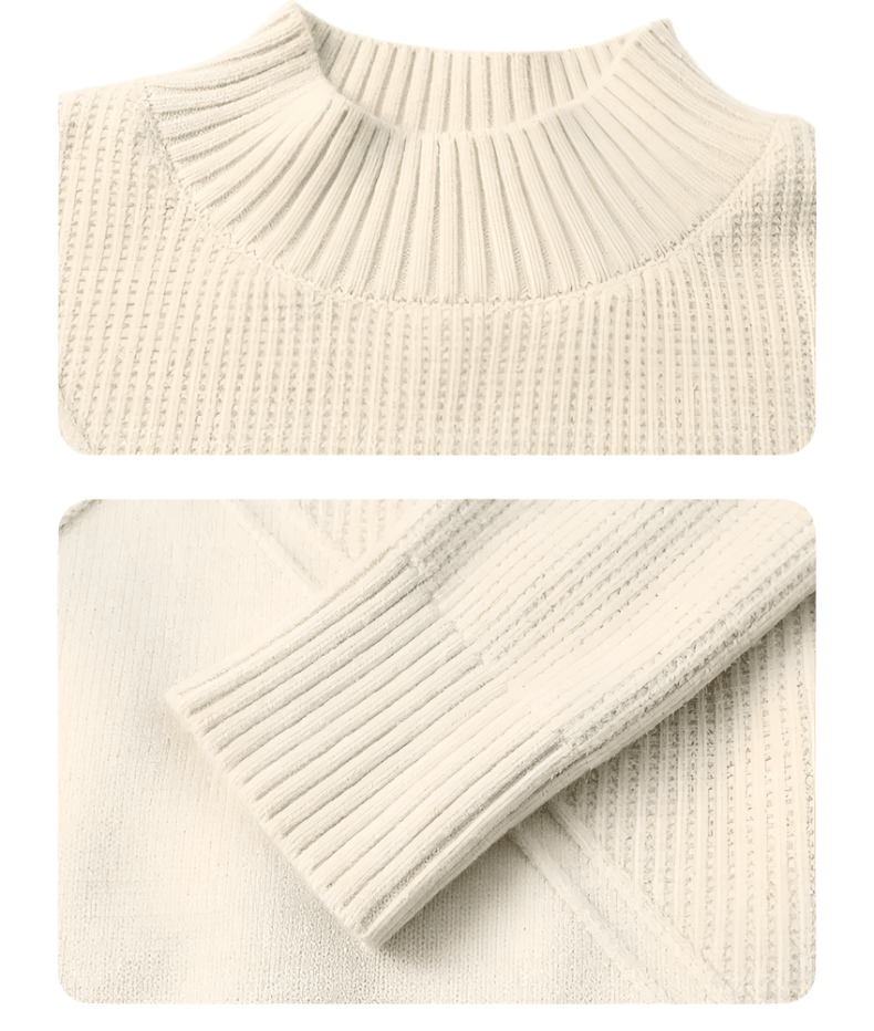 Fashionable Puff Sleeve Bottoming Half Turtleneck Loose Knitted Sweater - JVMCL