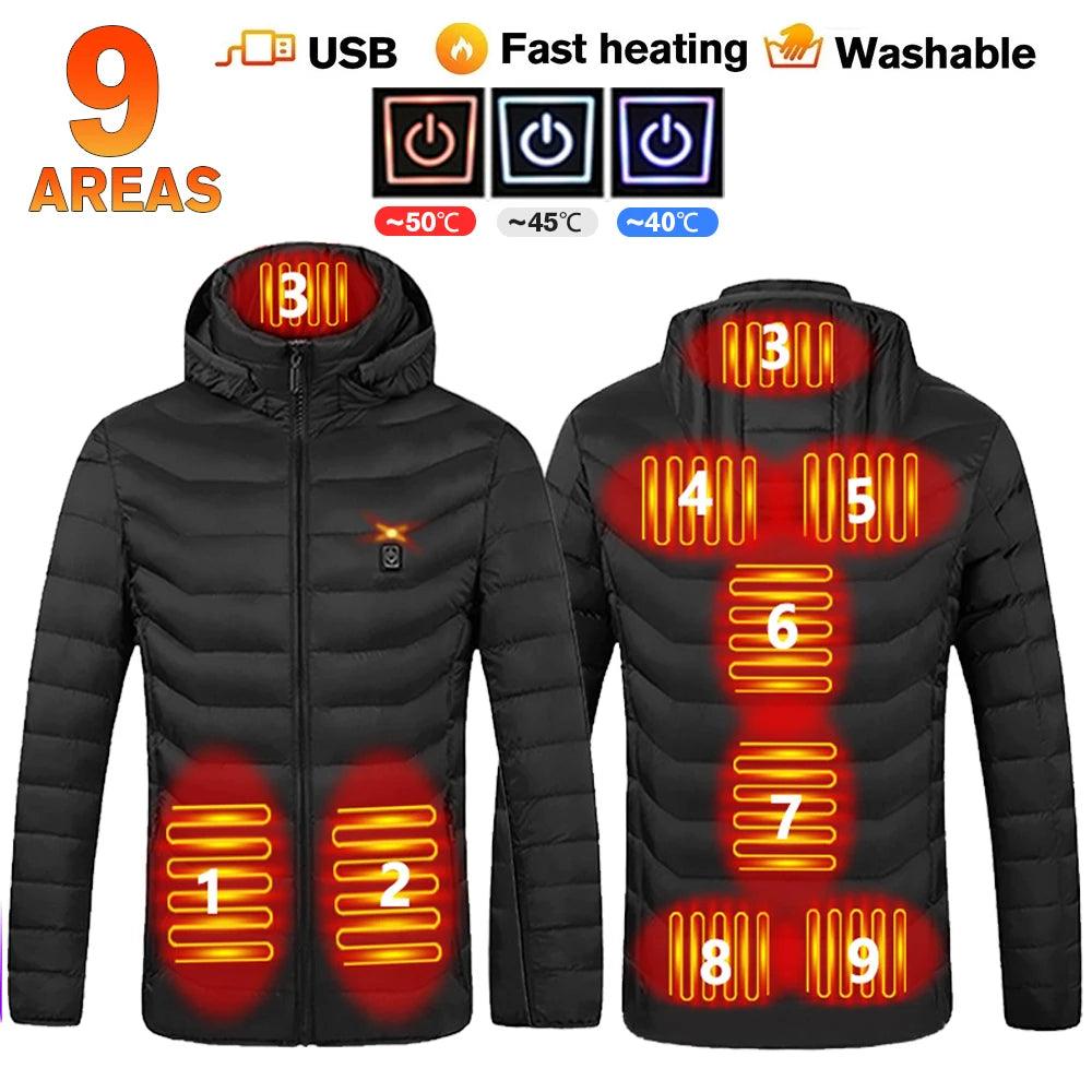 21-Area Heated Waterproof Winter Coat – USB-Powered Warm Vest for Men & Women - JVMCL